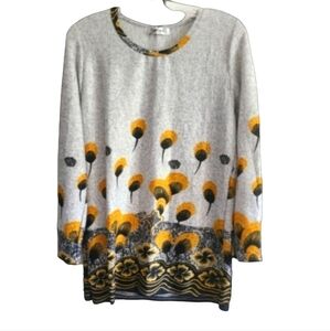 DOMANI Cotton Blend Floral Print Tunic Top Size Medium NWT